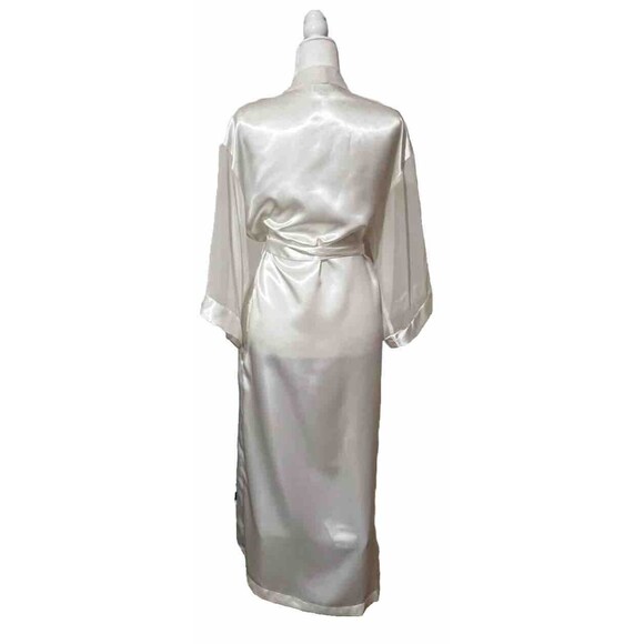 Vintage Intimo Amore Ivory Satin & Chiffon Kimono Style Robe Medium Made In USA - Picture 2 of 8
